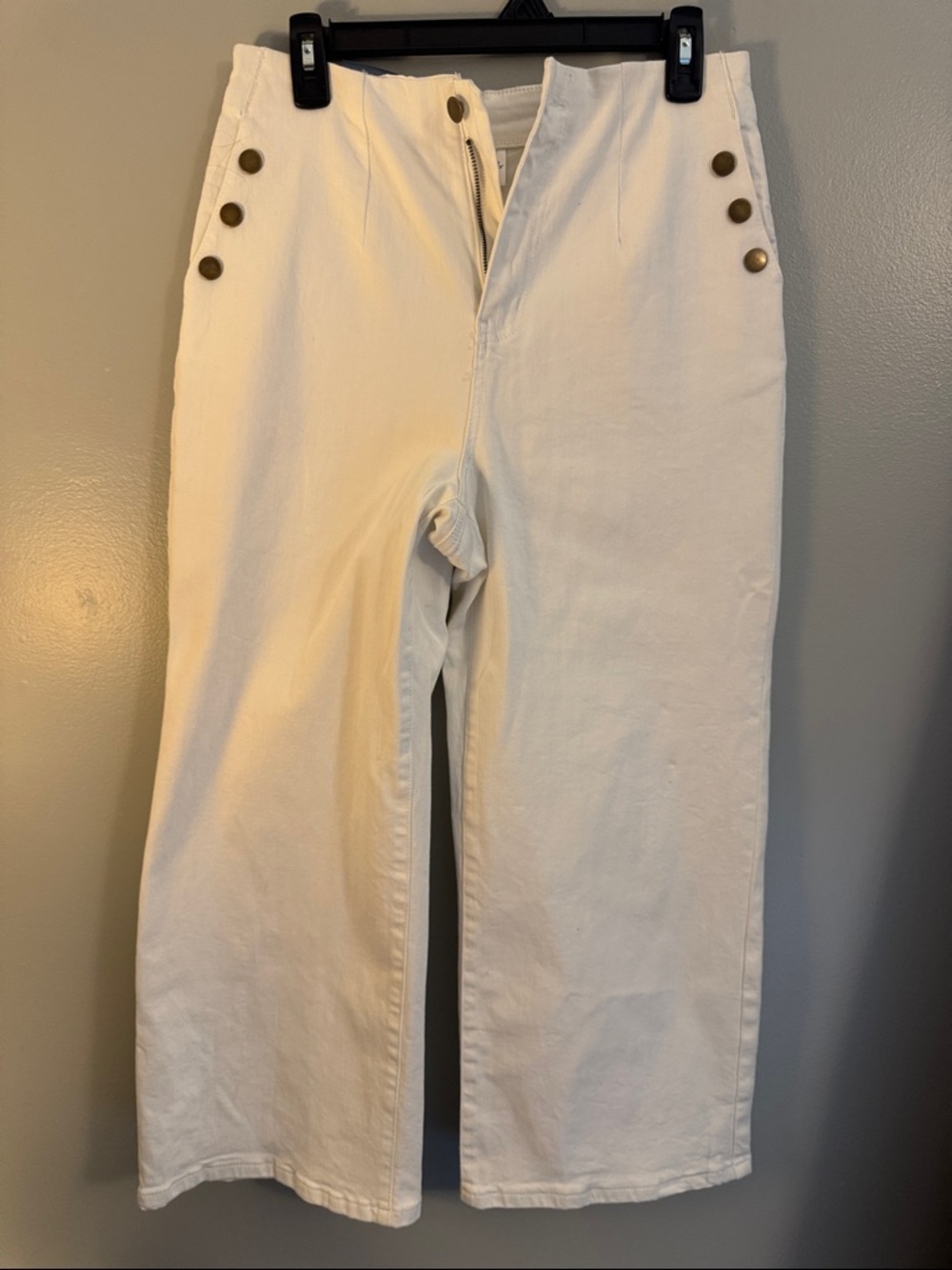Passport White High-Rise Button-Front Pants